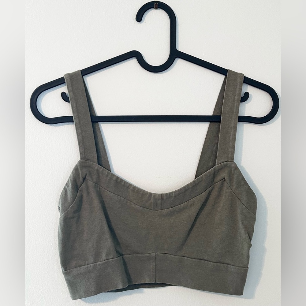 American Eagle Outfitters Olive Green Crop Tank Bralette Minimalist Size S